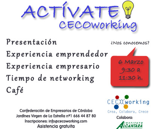 ACTÍVATE CECOWORKING REUNIRÁ A TRABAJADORES AUTÓNOMOS